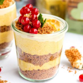 pompoen cheesecake parfait met spelt speculoos koekjes crumble